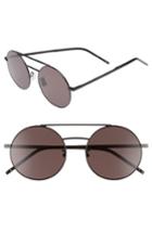 Men's Saint Laurent Sl 210/f 56mm Round Aviator Sunglasses - Black