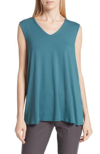 Women's Eileen Fisher Jersey Tank, Size - Blue/green