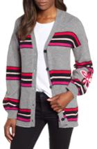 Women's Wit & Wisdom Flower Applique Cotton Alpaca Blend Cardigan - Red