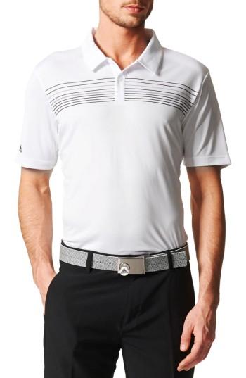 Men's Adidas Chest Stripe Golf Polo - White