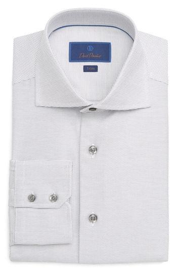 Men's David Donahue Trim Fit Stripe Dress Shirt .5 - 32/33 - Grey