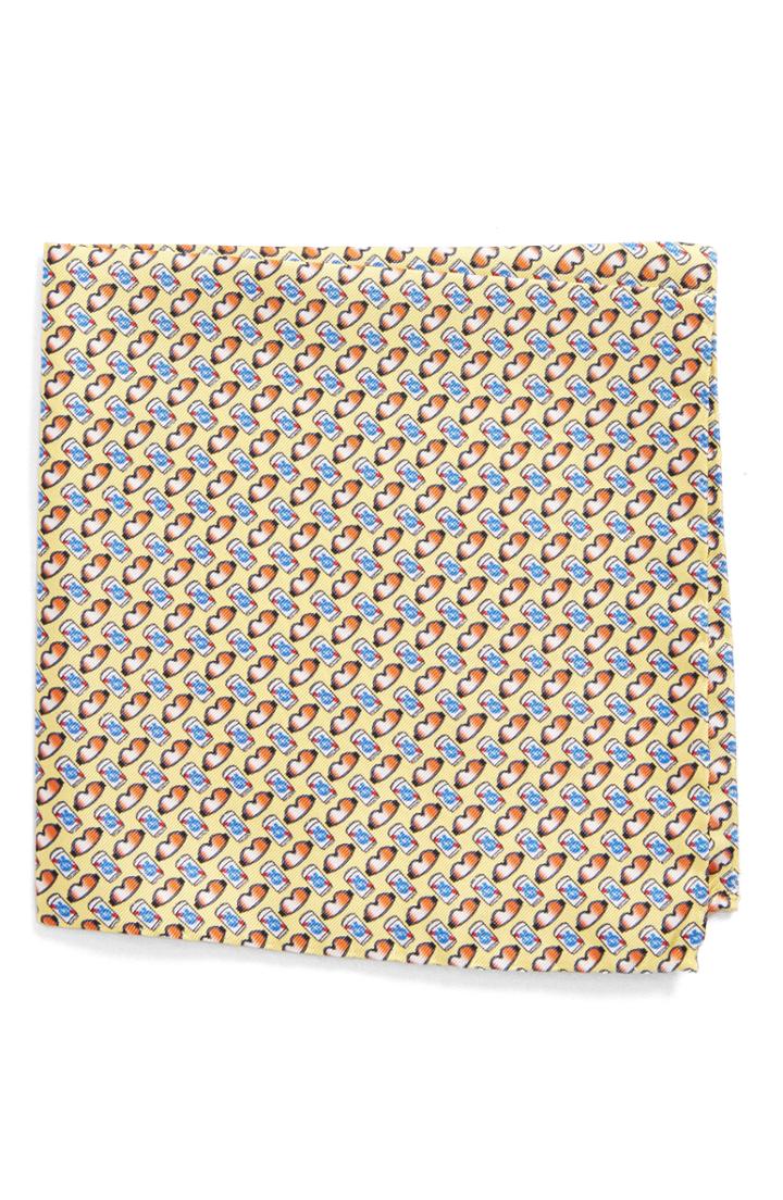Men's Lazyjack Press Beer Goggles Silk Pocket Square, Size - Yellow