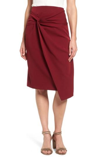 Women's Halogen Twist Front Pencil Skirt - Burgundy