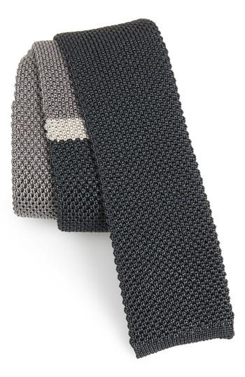 Men's Salvatore Ferragamo Egeo Knit Silk Tie, Size - Grey