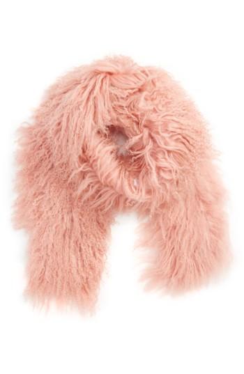 Women's Toria Rose Genuine Mongolian Lamb Fur Scarf, Size - Pink