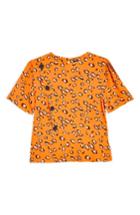 Women's Topshop Animal Print Button Blouse Us (fits Like 0) - Orange