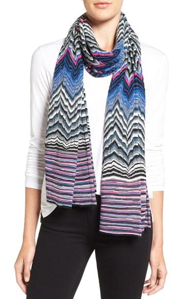 Women's Missoni Chevron & Stripe Scarf, Size - Grey
