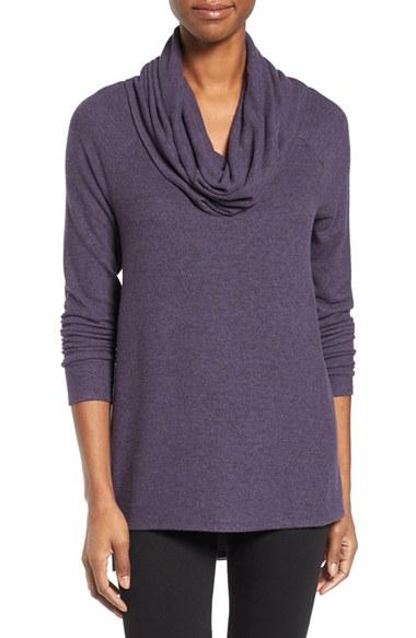 Women's Gibson Convertible Neckline Cozy Fleece Tunic - Purple