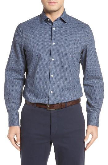 Men's John W. Nordstrom Regular Fit Non-iron Print Sport Shirt - Blue