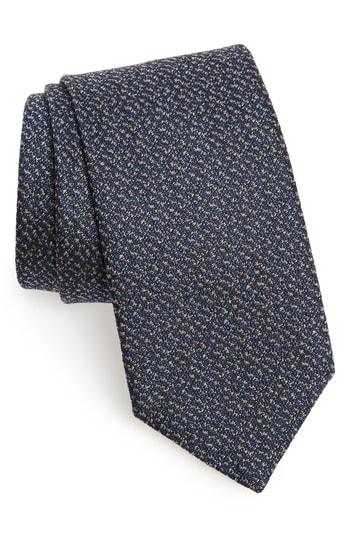 Men's David Donahue Solid Silk & Cotton Tie, Size - Blue
