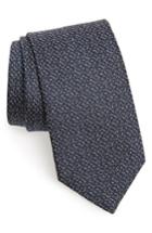 Men's David Donahue Solid Silk & Cotton Tie, Size - Blue