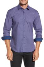 Men's Bugatchi Trim Fit Weave Print Sport Shirt - Blue