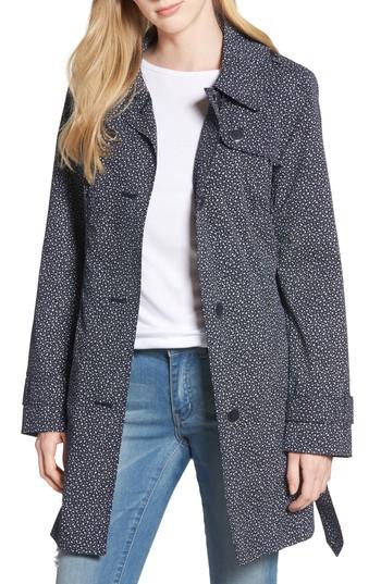 Women's London Fog Flower Print Cotton Jacket - Blue