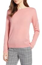 Women's Halogen Cashmere Button Sleeve Sweater - Pink