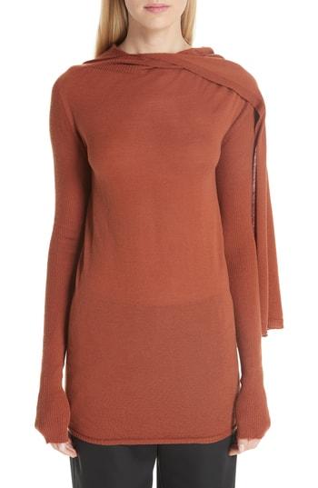 Women's Rick Owens Merino Wool Drape Back Sweater - Orange