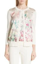 Women's St. John Collection Floral Print Cardigan, Size X-petite - Ivory