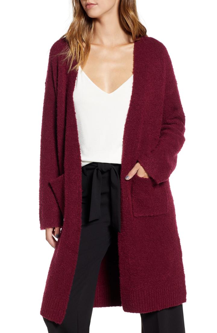 Women's Leith Boucle Long Cardigan - Red