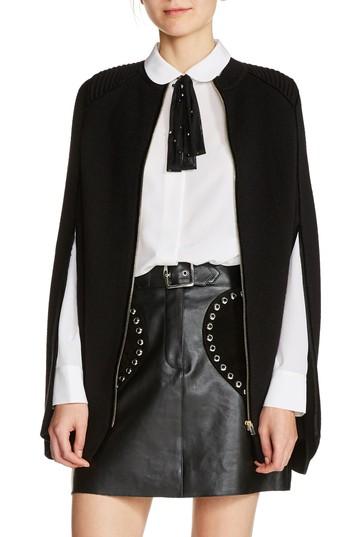 Women's Maje Zip Front Cape Cardigan - Black
