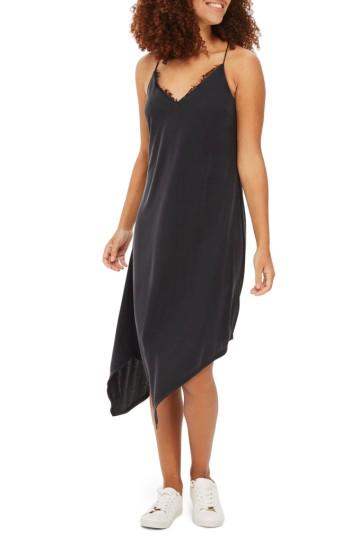 Women's Topshop Asymmetrical Slipdress Us (fits Like 2-4) - Black