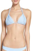 Women's Pilyq Isla Macrame Bikini Top, Size D - Blue
