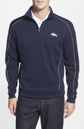 Men's Cutter & Buck Denver Broncos - Edge Drytec Moisture Wicking Half Zip Pullover