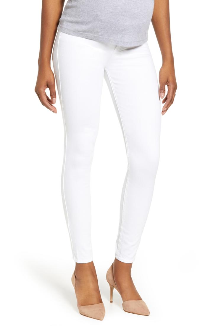 Women's 7 For All Mankind The Ankle Skinny Maternity Jeans - White
