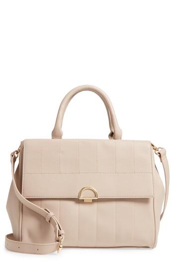 Sole Society Tracy Quilted Faux Leather Satchel - Beige