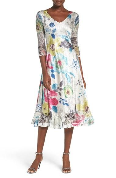 Women's Komarov Lace & Charmeuse A-line Dress