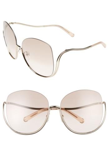 Women's Chloe Milla 64mm Oversize Sunglasses - Gold/ Transparent Peach