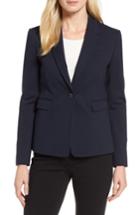 Women's Nordstrom Signature One-button Crop Blazer - Blue
