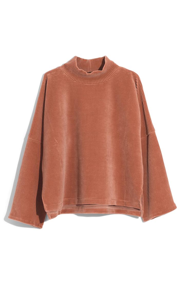 Women's Madewell Texture & Thread Velour Corduroy Mock Neck Top - Beige