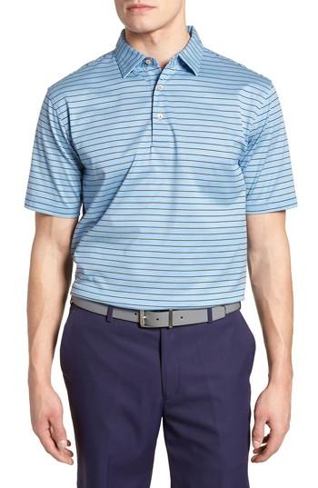 Men's Peter Millar Grandview Sean Stripe Nanoluxe Polo, Size - Blue