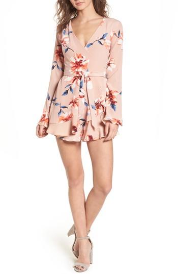 Women's Floral Ruffle Romper - Pink