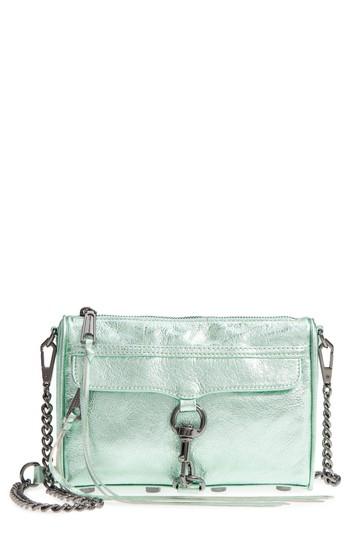 Rebecca Minkoff Mini Mac Metallic Leather Convertible Crossbody Bag - Green