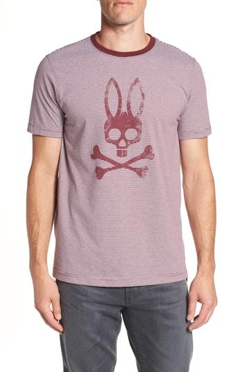 Men's Psycho Bunny Stripe Logo Graphic T-shirt (xs) - Burgundy