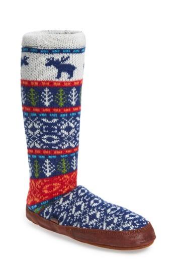 Women's Acorn Print Slipper Sock - Blue