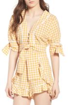 Women's The Fifth Label Idyllic Gingham Tie Crop Top - Yellow