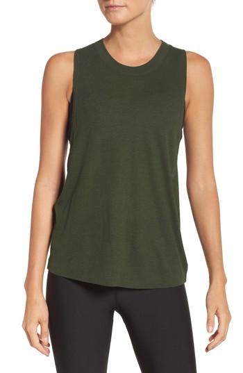 Women's Alo Heat Wave Ribbed Muscle Tee - Green