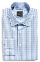 Men's David Donahue Regular Fit Plaid Dress Shirt .5 32/33 - Blue