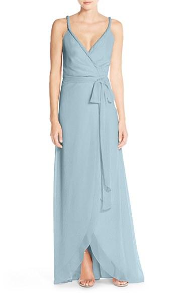 Women's Ceremony By Joanna August 'parker' Twist Strap Chiffon Wrap Gown - Red