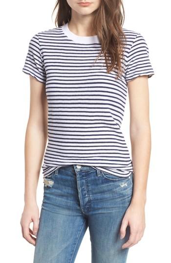 Women's Stateside Stripe Linen Blend Boy Tee - Blue