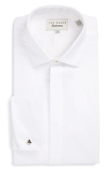 Men's Ted Baker London Fedra Trim Fit Tuxedo Shirt 32/33 - White