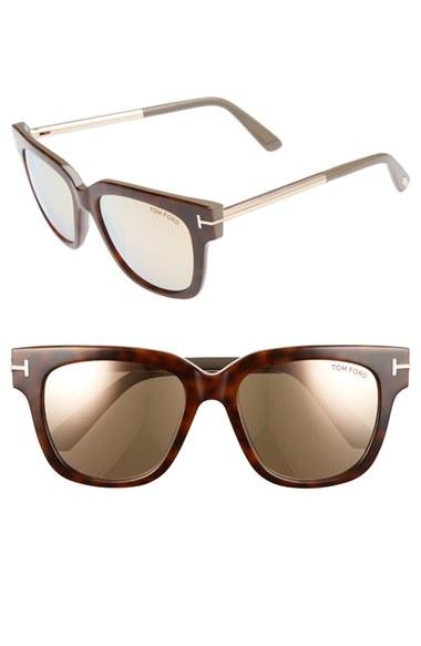 Women's Tom Ford 'tracy' 53mm Retro Sunglasses - Havana/ Brown Pink