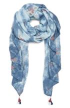 Women's Treasure & Bond Print Tassel Scarf, Size - Blue