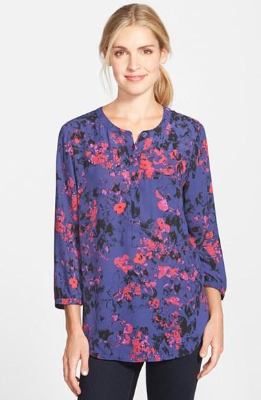 Petite Women's Nydj Henley Blouse, Size P - Pink