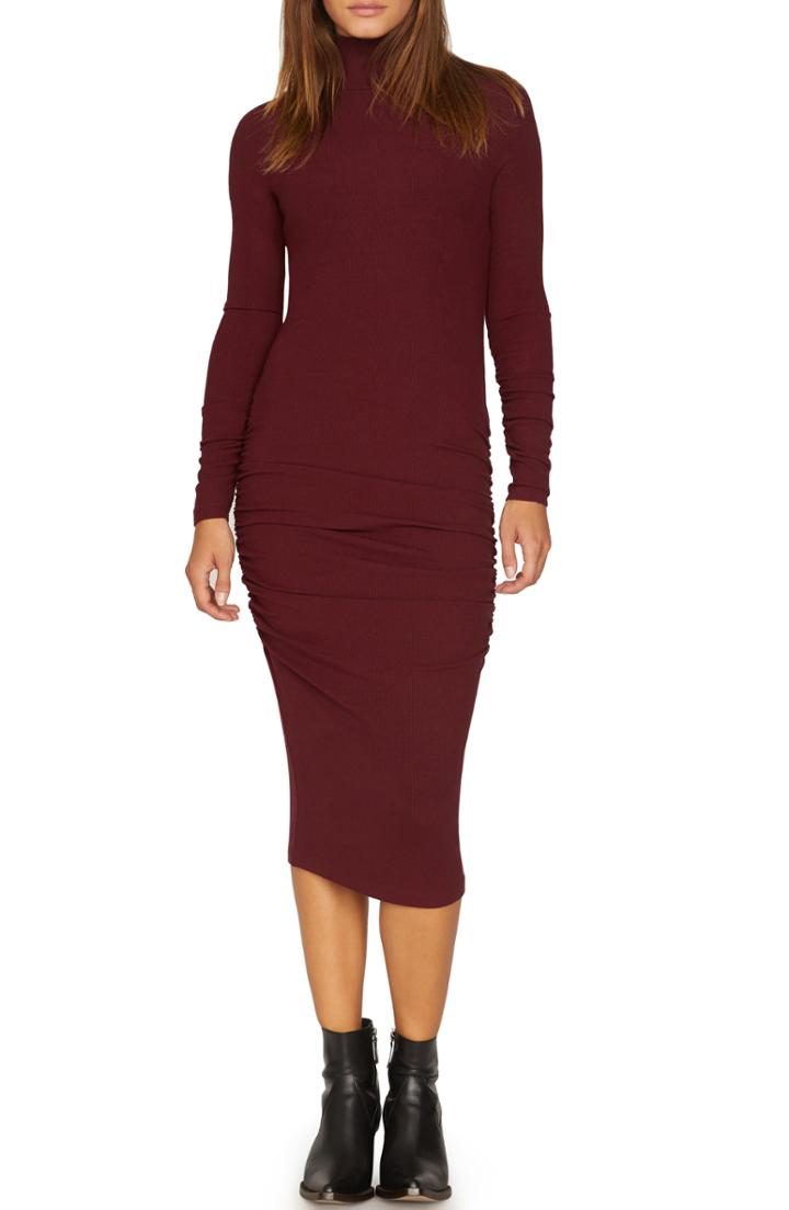 Women's Sanctuary Ruched Turtleneck Dress, Size - Red