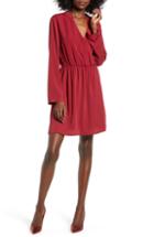Women's Sanctuary Ruched Turtleneck Dress, Size - Red