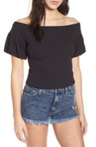 Women's Love, Fire Rib Knit Off The Shoulder Top - Black