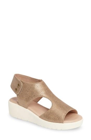 Women's Johnston & Murphy Camilla Slingback Wedge Sandal M - Metallic