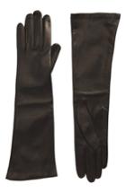 Women's Max Mara Long Leather Gloves - Black